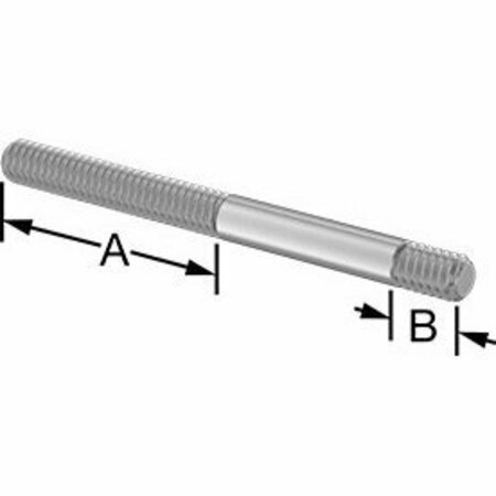 BSC PREFERRED 18-8 Stainless ST Threaded on Both Ends Stud 1/4-20 Thread Size 1-1/2 and 3/8 Thread len 3 Long 92997A314